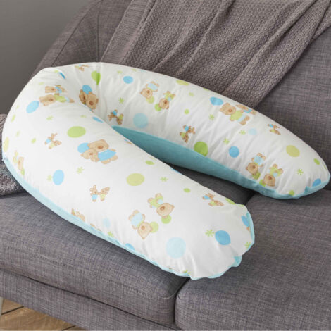 Coussin d'allaitement déhoussable 170 cm – 100 % coton oursons et velours – Confort optimal pour grossesse et allaitement – Babysom