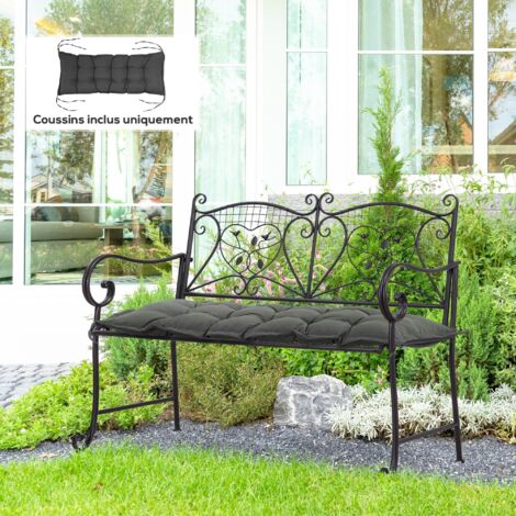 Coussin d'assise pour banc de jardin rembourrage épais 100 x 40 x 10 cm. gris foncé