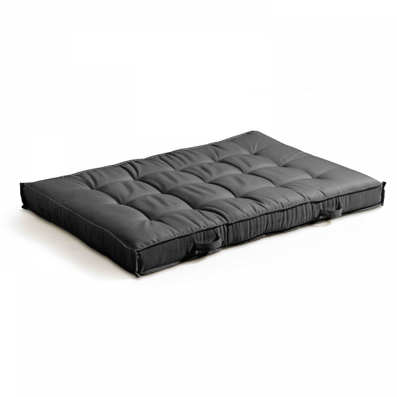 Oviala - Coussin pour palette matelassé anthracite 120x80cm