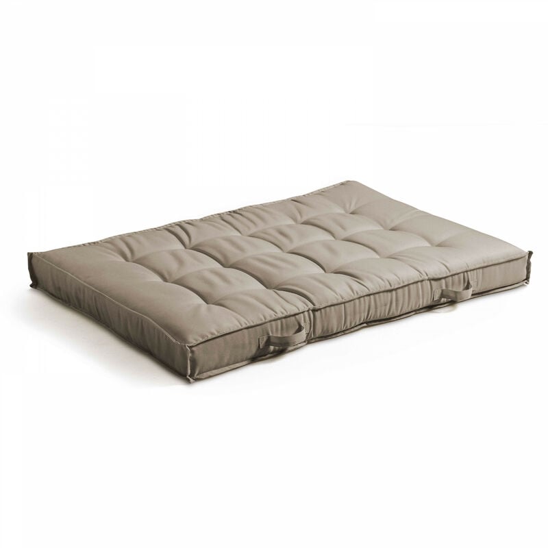 Oviala - Coussin pour palette matelassé taupe 120 x 80cm