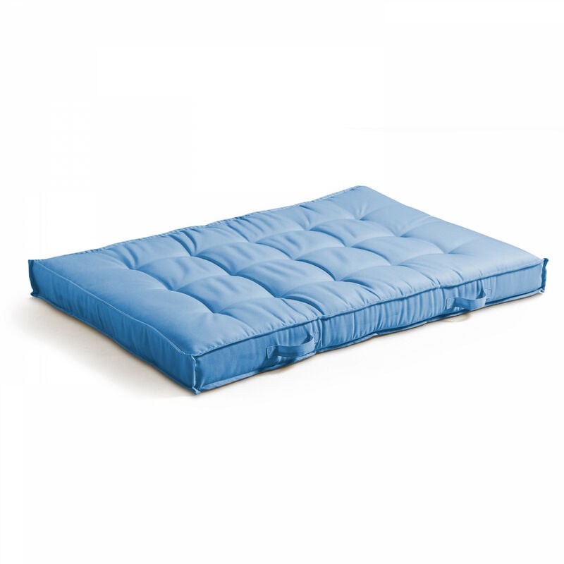 Oviala - Coussin pour palette matelassé bleu 120 x 80cm