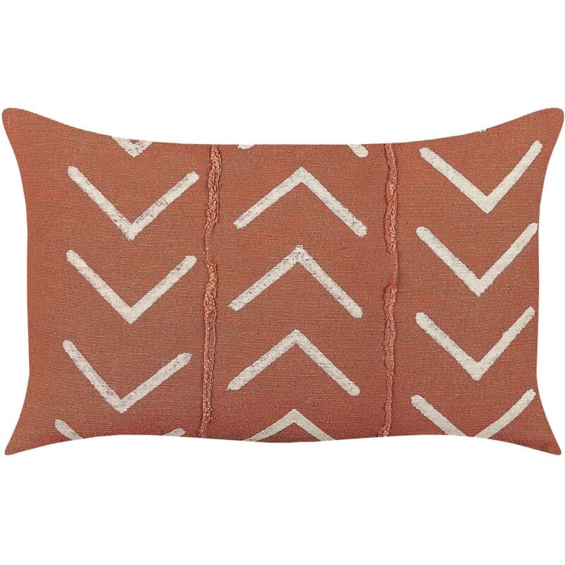 Beliani - Coussin Décoratif en Coton à Motif Géométrique Orange 35 x 55 cm pour Salon Albium