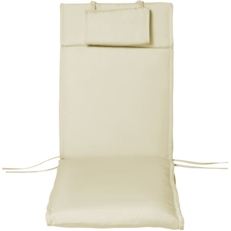 Coussin de bain de soleil amovible avec zip, appuie-tête et attaches, matelas 198x53x5 cm, crème
