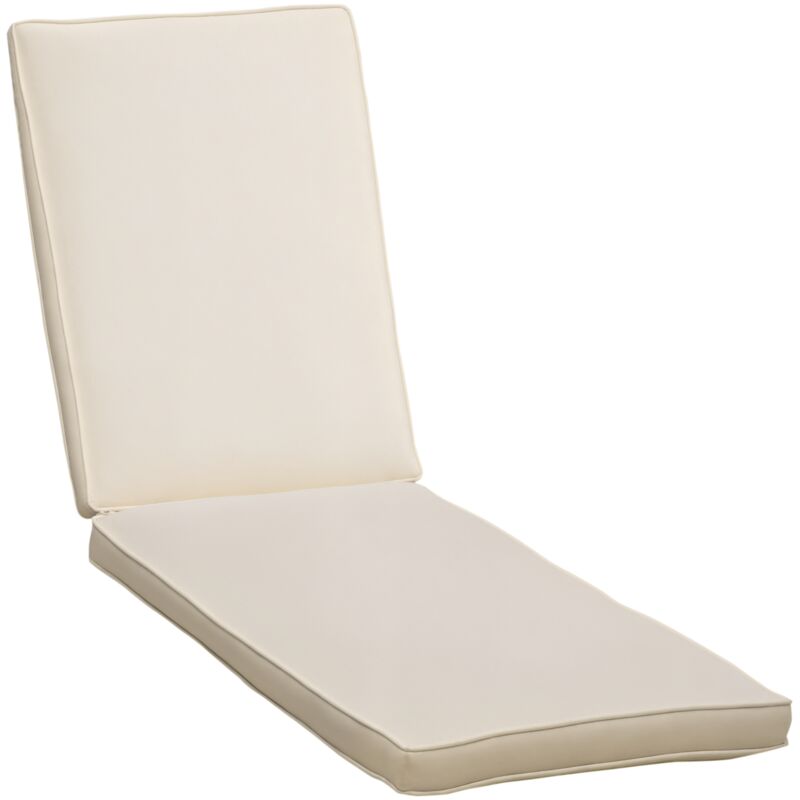 Coussin de bain de soleil - coussin de transat - déhoussable - sangles de maintien - blanc cassé