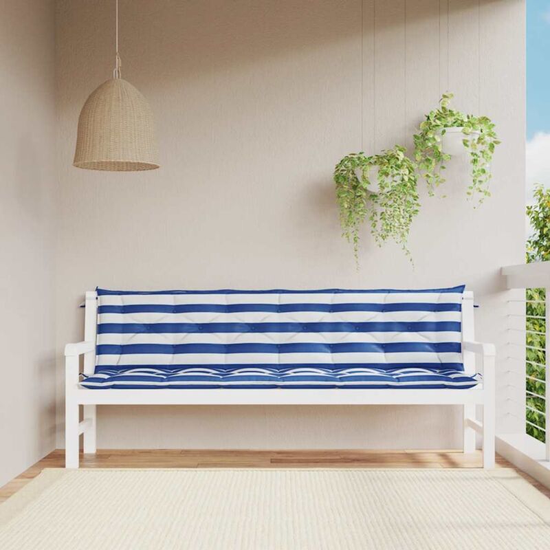 Vidaxl - Coussins de banc de jardin lot de 2 rayures bleues et blanches