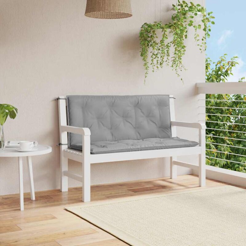 Coussins de banc de jardin 2 pcs gris 120x50x7 cm tissu Oxford