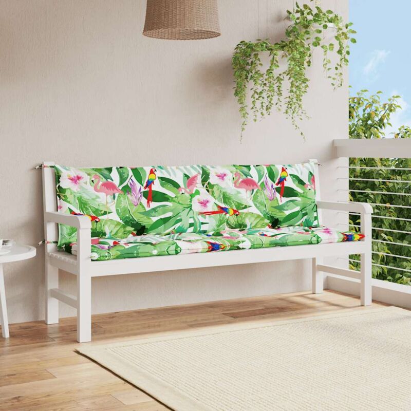 Coussins de banc de jardin lot de 2 multicolore 200x50x7 cm