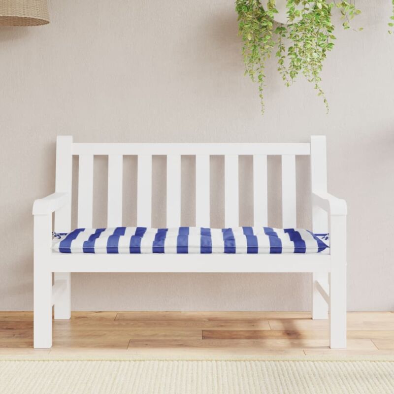 Vidaxl - Coussin de banc de jardin rayures bleues et blanches 120x50x7cm