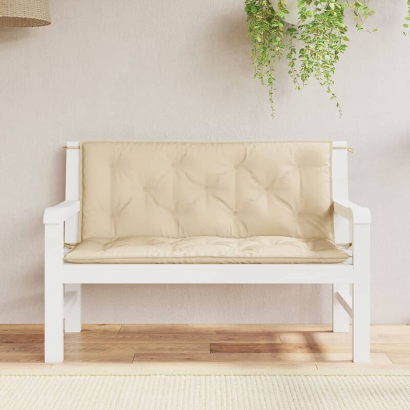 Coussins de banc jardin lot de 2 beige 120x50x7 cm tissu Oxford - Vidaxl