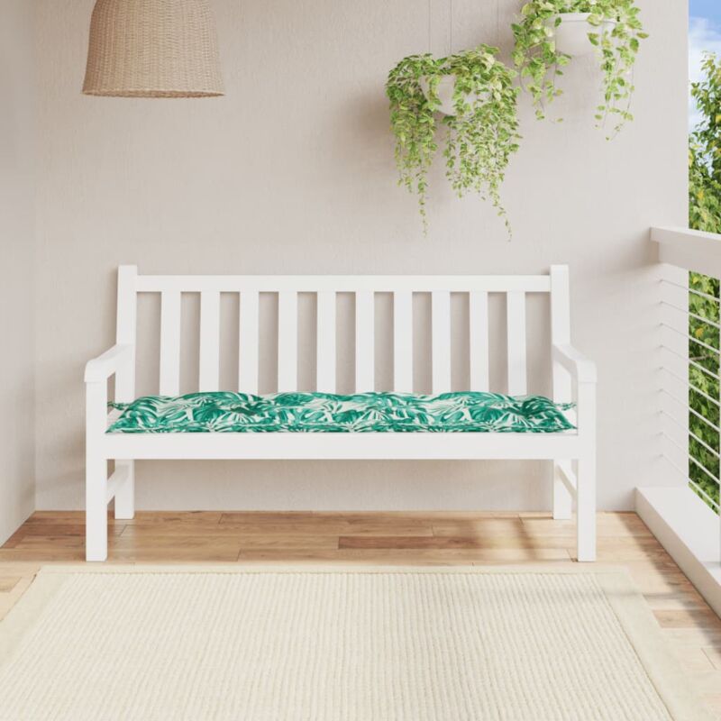 vidaXL Coussin de banc de jardin motif de feuilles 150x50x7 cm