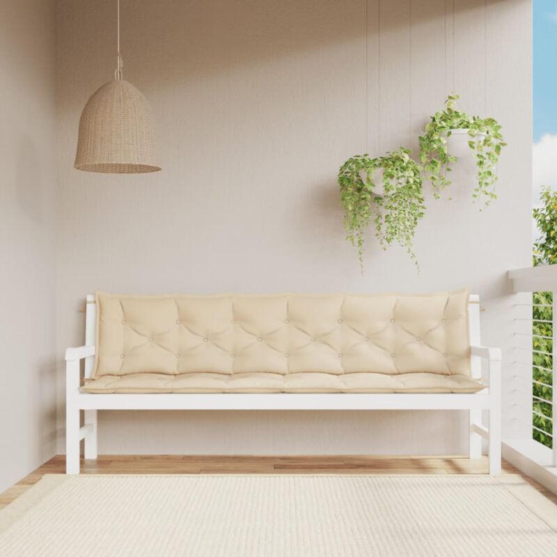Vidaxl - Coussins de banc jardin lot de 2 beige 200x50x7 cm tissu Oxford