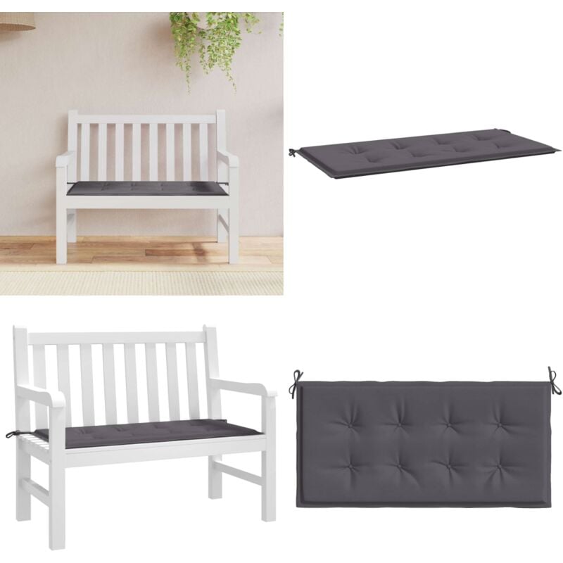 Coussin de banc de jardin anthracite 120x50x3 cm tissu oxford - Coussin De Banc - Coussin D'extérieur - Coussin Jardin - Coussin Décoratif - Housse