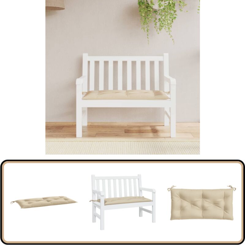 Coussin de banc de jardin beige 110x50x7 cm tissu oxford - Coussin De Banc - Coussin D'extérieur - Coussin Jardin - Décoration Intérieur - Coussin