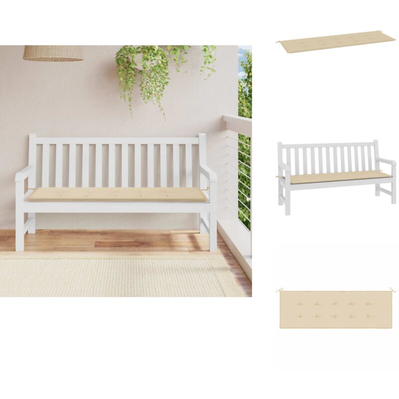 Coussin de banc de jardin beige 150x50x3 cm tissu oxford - Coussin De Banc - Coussin D'extérieur - Coussin Décoratif - Coussin Confortable - Tissus