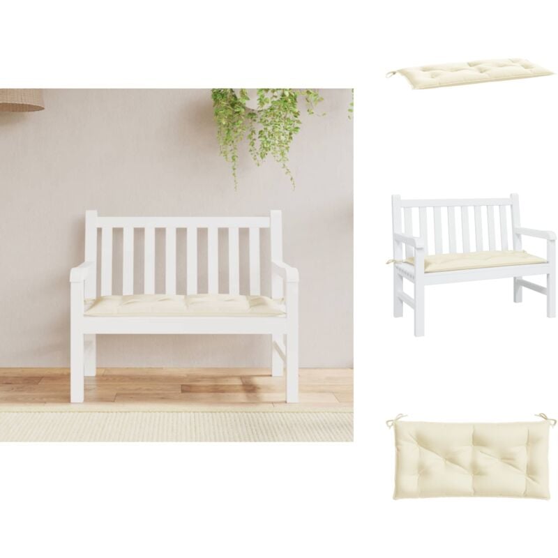 Coussin de banc de jardin blanc crème 110x50x7 cm tissu oxford - Coussin De Banc - Coussin D'extérieur - Coussin Jardin - Décoration Intérieur