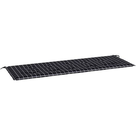 Coussin de banc de jardin carreaux noir 150x50x4cm tissu oxford