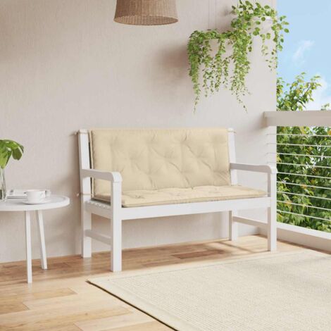 Coussin de banc de jardin-Coussin de banquette de jardin beige 120x(50+50)x7 cm tissu oxford