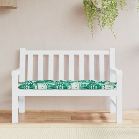 Coussin de banc de jardin-Coussin de banquette de jardin motif de feuilles 120x50x7 cm