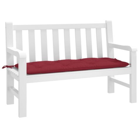 Coussin de banc de jardin-Coussin de banquette de jardin rouge bordeaux 120x50x7 cm