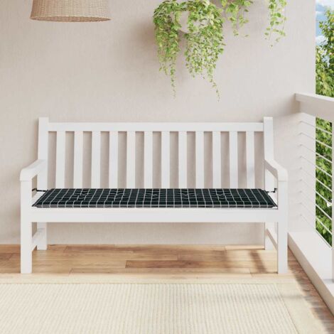 Coussin de banc de jardin  Coussin D'extérieur Coussin Déco confort  carreaux noir 150x50x3cm tissu oxford 14856