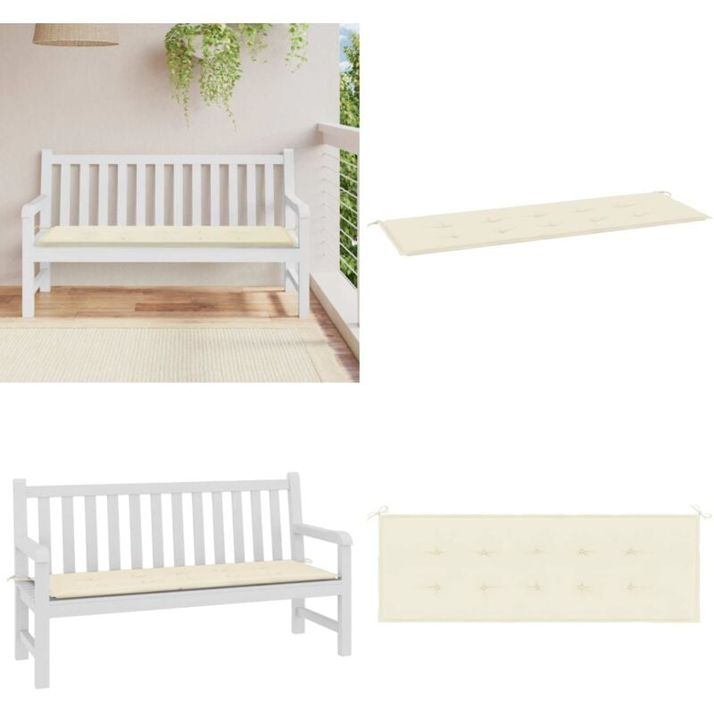 Coussin de banc de jardin crème 150x50x3 cm tissu oxford - Coussin De Banc - Coussin D'extérieur - Coussin Décoratif - Coussin Confortable - Coussin