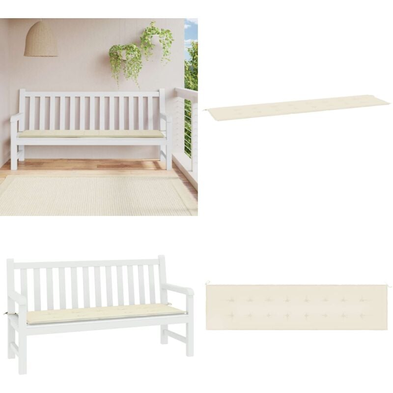 Coussin de banc de jardin crème 200x50x3 cm tissu oxford - Coussin De Banc - Coussin Exterieur - Coussin Jardin - Coussin Décoratif - Coussin
