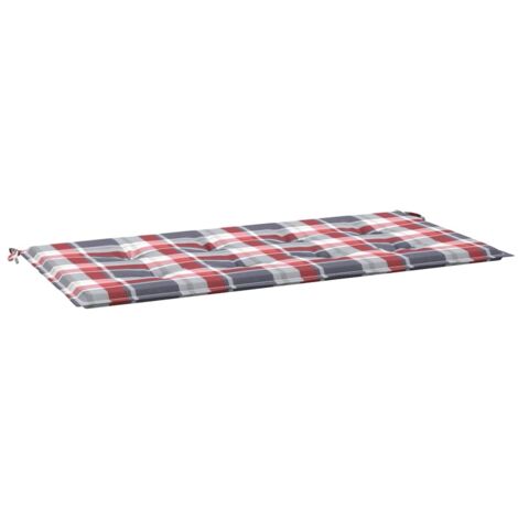 Coussin de banc de jardin motif à carreaux rouges 120x50x3 cm