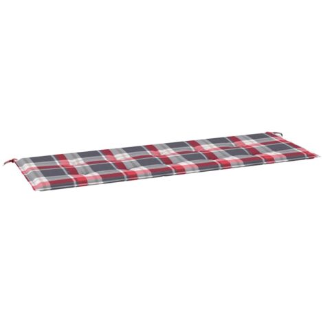 Coussin de banc de jardin motif à carreaux rouges 150x50x4 cm
