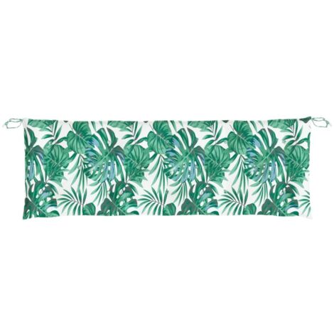 Coussin de banc de jardin motif de feuilles 150x50x7 cm