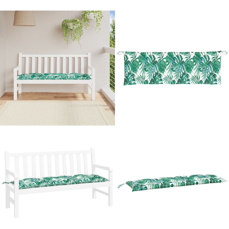 Coussin de banc de jardin motif de feuilles 150x50x7 cm - Coussin De Banc - Coussin D'extérieur - Coussin Jardin - Coussin Décoratif - Tissu Oxford