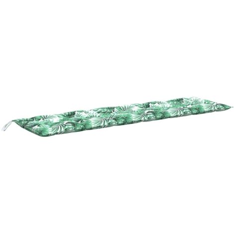 Coussin de banc de jardin motif de feuilles 180x50x7 cm