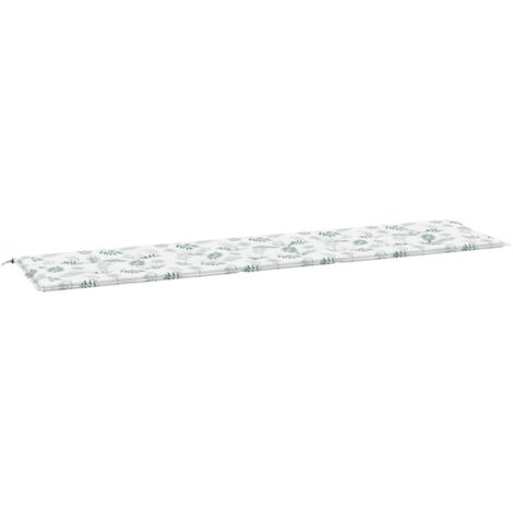 Coussin de banc de jardin motif de feuilles 200x50x4 cm tissu