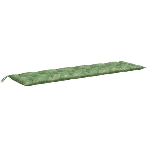 Coussin de banc de jardin motif de feuilles 200x50x7 cm tissu