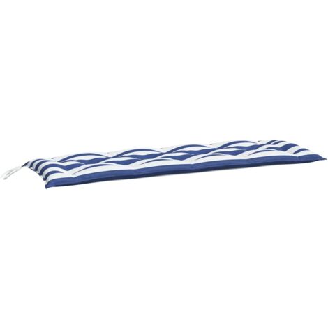 Coussin de banc de jardin rayures bleues et blanches 150x50x7cm