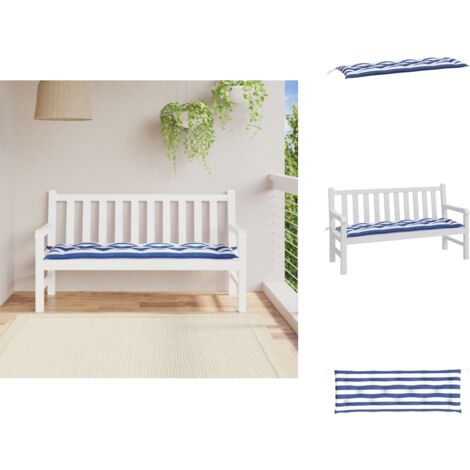 Coussin de banc de jardin rayures bleues et blanches 150x50x7cm - Coussin De Banc - Coussin D'extérieur - Coussin Décoratif - Coussin Jardin - Coussin Confortable