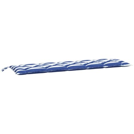 Coussin de banc de jardin rayures bleues et blanches 180x50x7cm