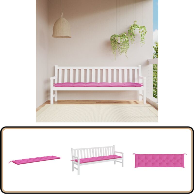 Vidaxl - Coussin de banc de jardin rose 200x50x7 cm tissu - Coussin De Banc - Coussin D'extérieur - Coussin Décoratif - Coussin Jardin - Coussin