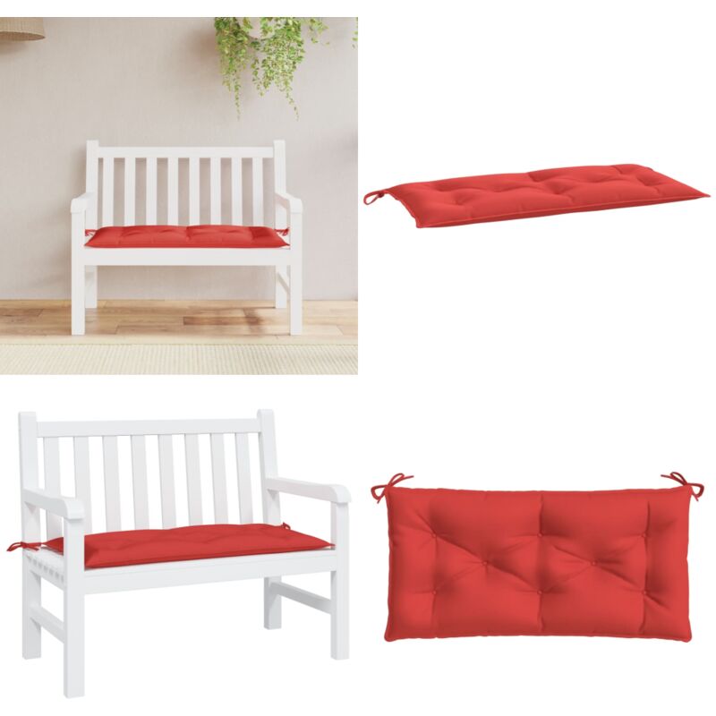 Coussin de banc de jardin rouge 110x50x7 cm tissu oxford - Coussin De Banc - Coussin Extérieur - Coussin Décoratif - Coussin Jardin - Coussin