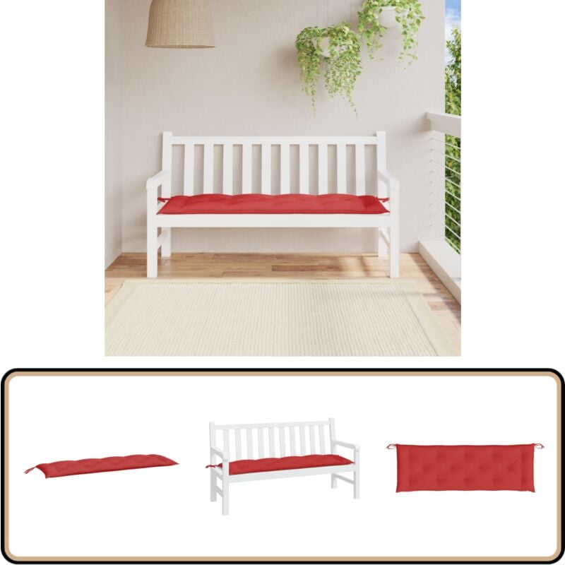 Coussin de banc de jardin rouge 150x50x7 cm tissu oxford - Coussin De Banc - Coussin D'extérieur - Coussin Décoratif - Coussin Confortable - Coussin