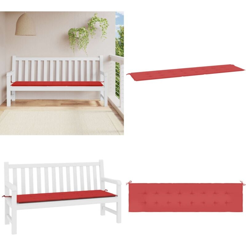 Coussin de banc de jardin rouge 200x50x3 cm tissu oxford - Coussin De Banc - Coussin D'extérieur - Coussin Décoratif - Coussin Jardin - Housse De