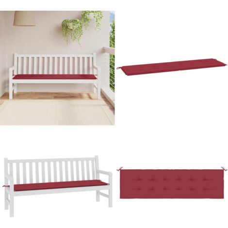 Coussin de banc de jardin rouge bordeaux 180x50x3 cm - Coussin De Banc - Coussin D'extérieur - Coussin Décoratif - Coussin Jardin - Housse De Coussin - Home & Living