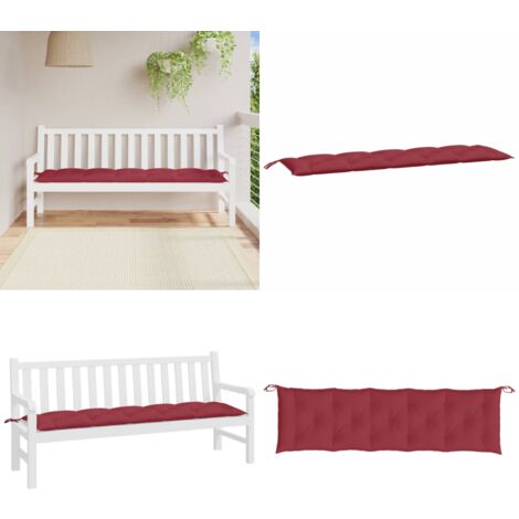 Coussin de banc de jardin rouge bordeaux 180x50x7 cm - Coussin De Banc De Jardin - Coussin Extérieur - Coussin Décoratif - Coussin Confortable - Coussin Imperméable - Home & Living
