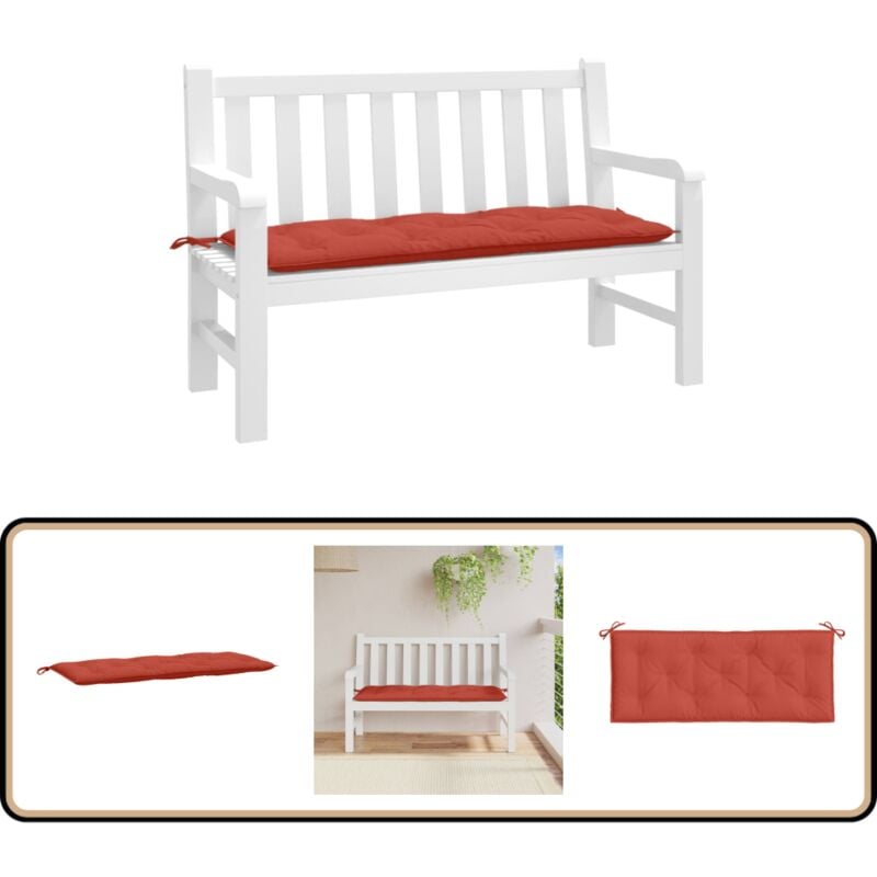 Coussin de banc de jardin rouge mélangé 120x50x7 cm tissu - Coussin De Banc - Coussin D'extérieur - Coussin Décoratif - Coussin Jardin - Housse De