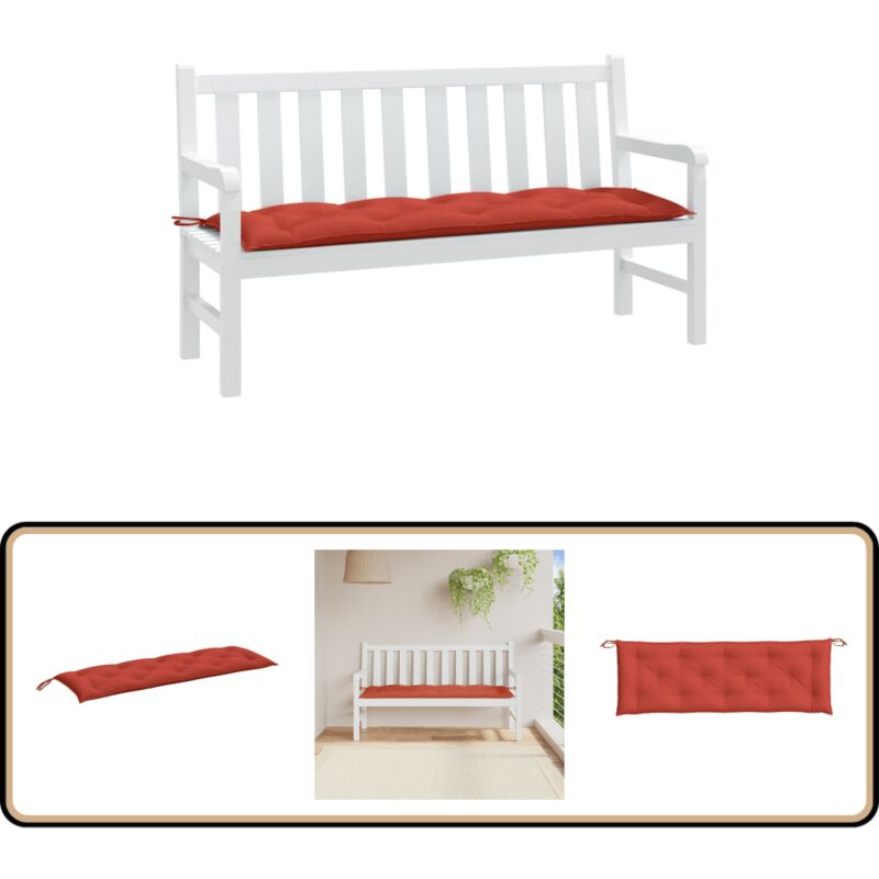 Coussin de banc de jardin rouge mélangé 150x50x7 cm tissu - Coussin De Banc De Jardin - Coussin Extérieur - Coussin Décoratif - Coussin Confortable
