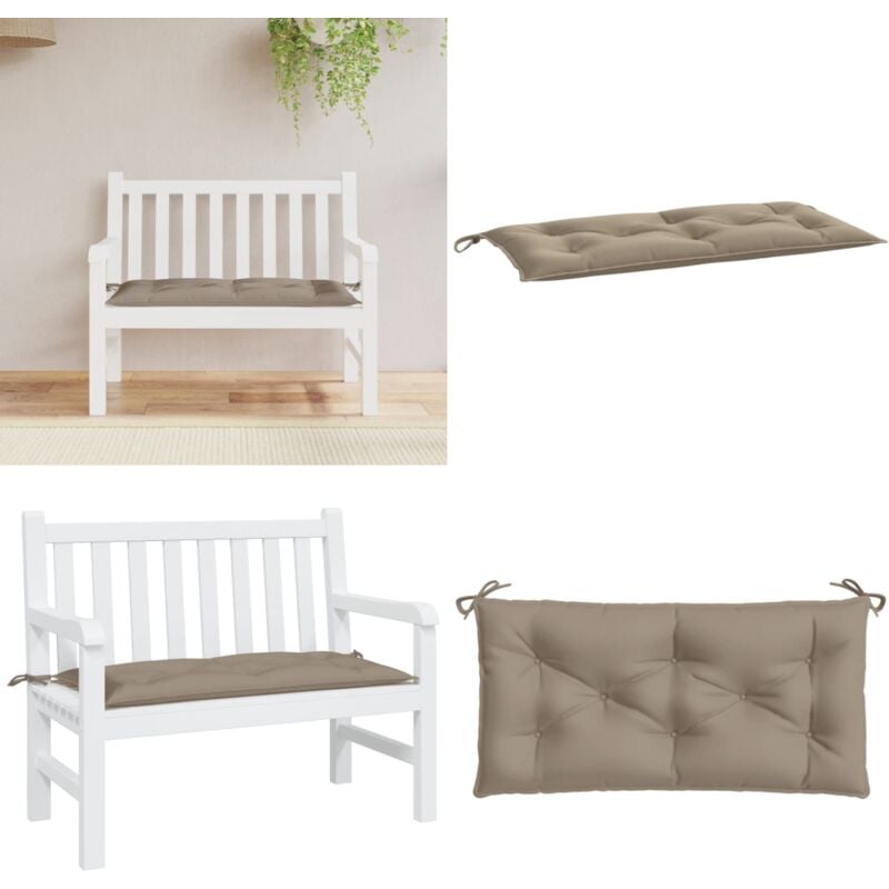 Coussin de banc de jardin taupe 110x50x7 cm tissu oxford - Coussin De Banc - Coussin D'extérieur - Coussin Jardin - Taupes - Décor Intérieur - Home &