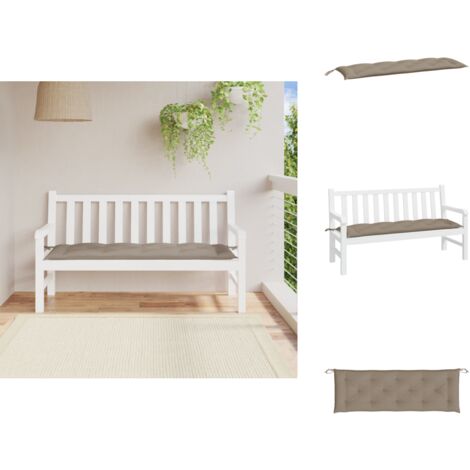Coussin de banc de jardin taupe 150x50x7 cm tissu oxford - Coussin De Banc De Jardin - Coussin Exterieur - Coussin Taupe - Coussin Confortable - Décoration Intérieur
