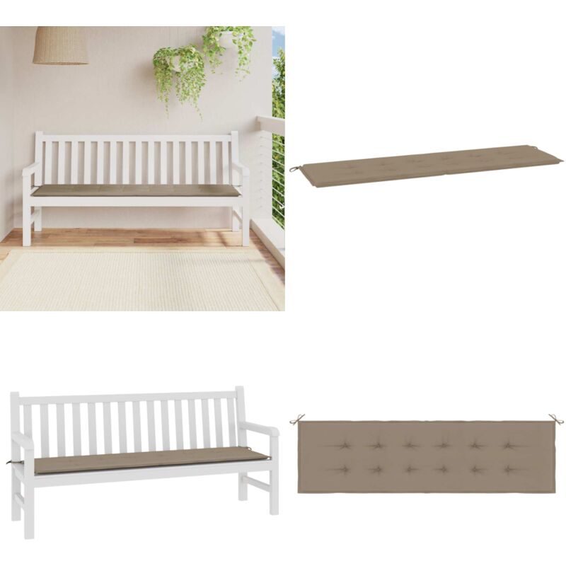 Coussin de banc de jardin taupe 180x50x3 cm tissu oxford - Coussin De Banc - Coussin D'extérieur - Coussin Jardin - Coussin Taupe - Coussin
