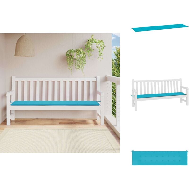 Coussin de banc de jardin turquoise 200x50x3 cm tissu - Coussin De Banc - Coussin D'extérieur - Coussin Jardin - Housse De Chaise Longue - Décor