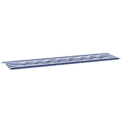 Coussin de banc de jardin，Coussin d'extérieur rayures bleues et blanches 200x50x4cm CFW830036
