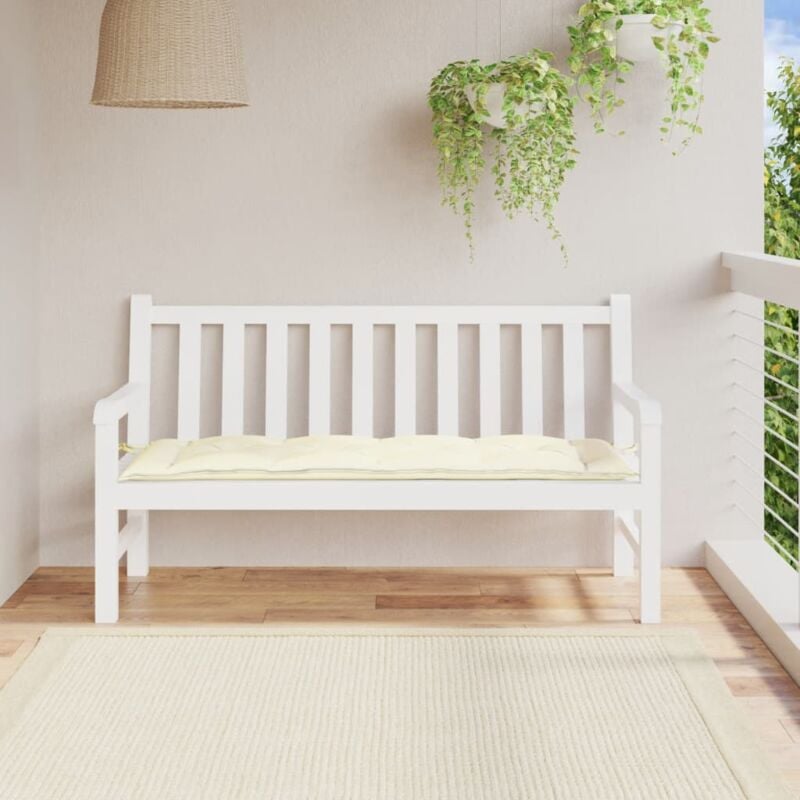 Design In - Coussin de banc de jardin,Coussin extérieur blanc crème 150x50x7 cm tissu oxford CFW72726